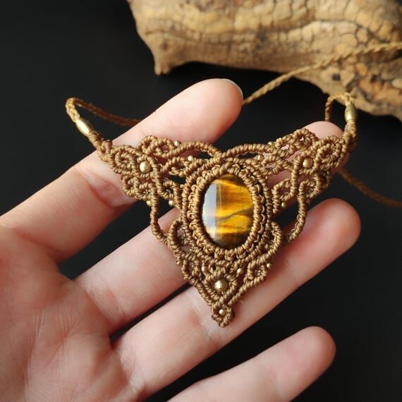 Handmade Brown Macrame Necklace – Tiger’s...