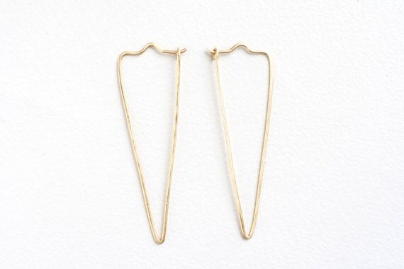 Gold hoops, triangle hoop earrings, simple mo...