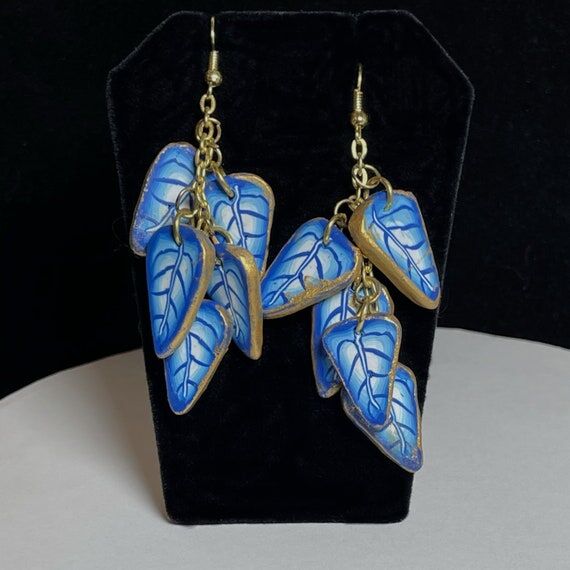 Handmade Polymer Clay Leaf Dangle Earrings...