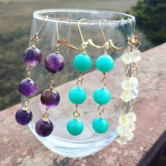 Super 7 Earrings - Gold Filled - Handmade - A...