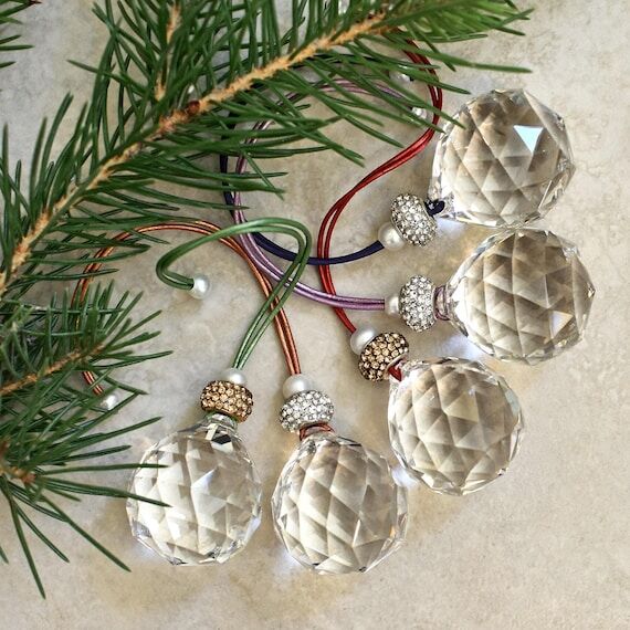 Glass Prism Ball Christmas Ornament - Faceted...
