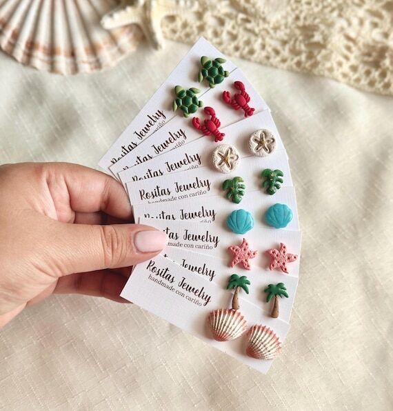 Summer Studs, Polymer Clay Earrings, Summer, ...