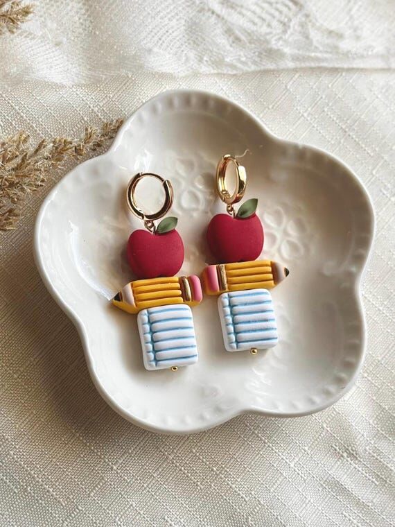 School Trio, Back to School, Polymer Clay Ear...