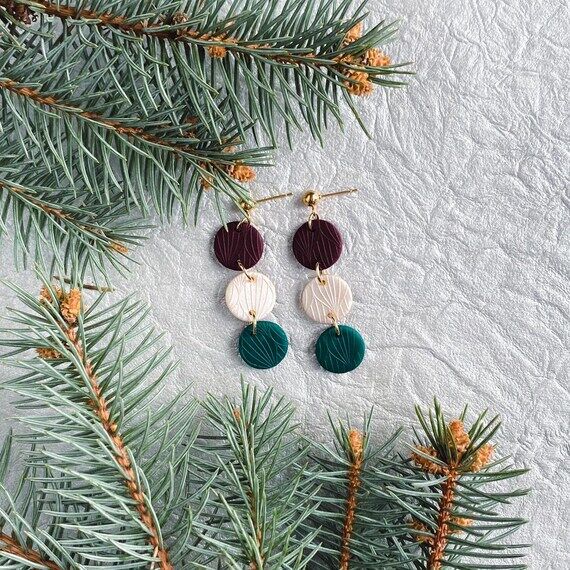 Festive Dangles. Holiday earrings. Red, white...