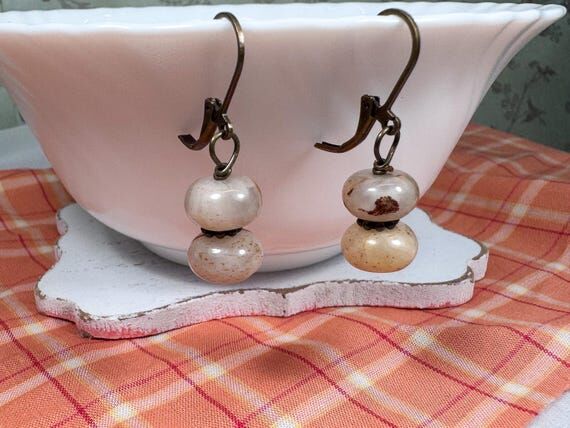 Cream Jasper Dangle Earrings | Rustic Boho An...