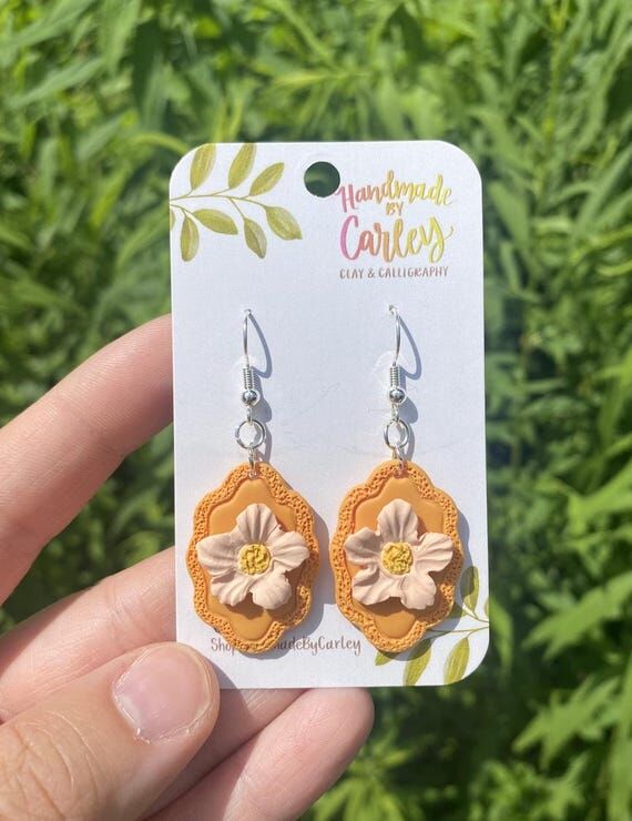 Polymer Clay Flower Earrings – Orange Flora...