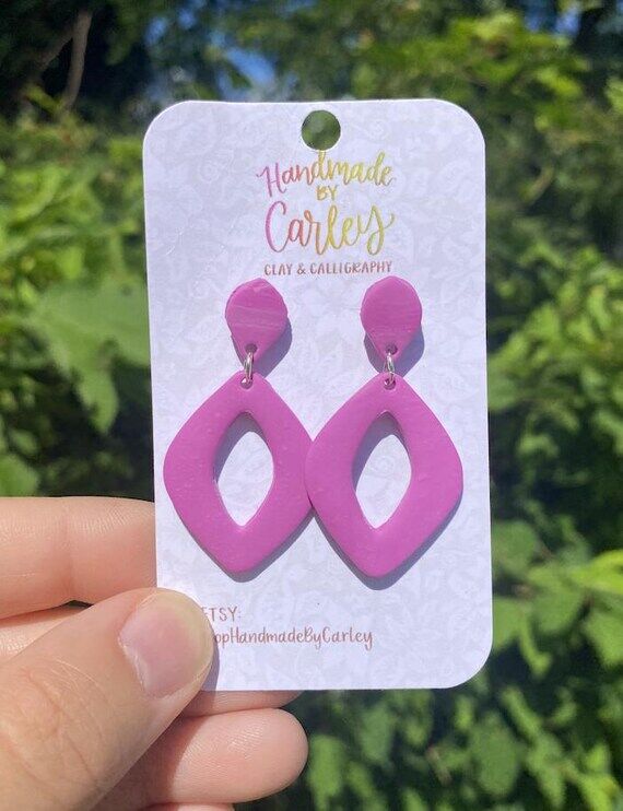 Magenta Pink Polymer Clay Earrings - Organic ...