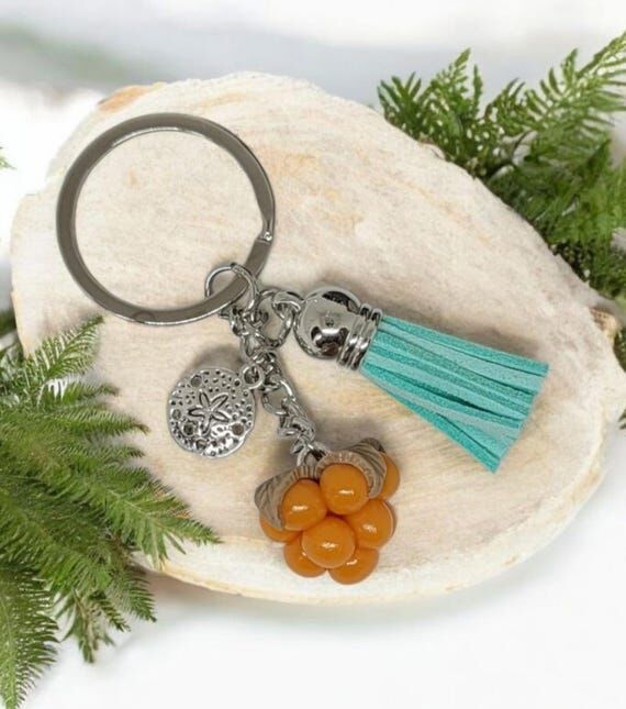 Handmade Cloudberry Keychain: Polymer Clay Wi...
