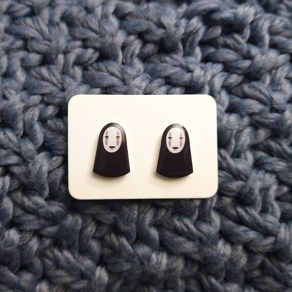 Dark Spirit Studs, Cute Anime Earrings, Handm...