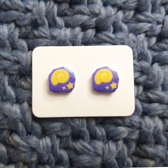 Fossil Studs, Cute Video Game Earrings, Handm...