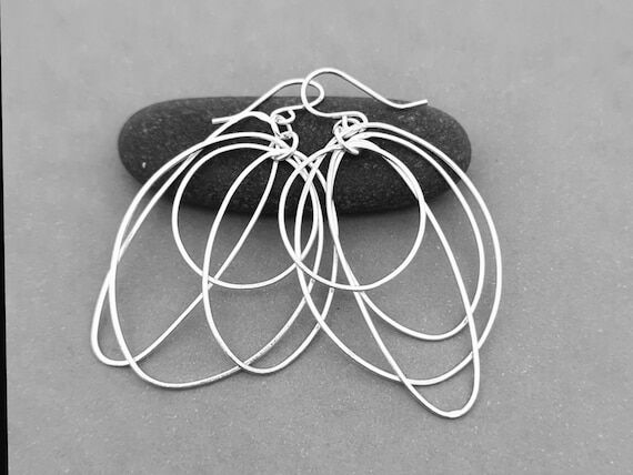 Handmade Sterling Silver Double Hoop Earrings...