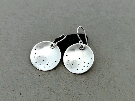 Sterling silver hammered earrings. Lightweigh...