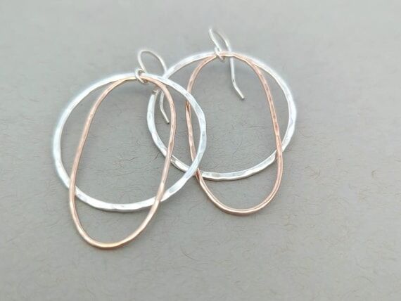 Hammered Sterling Silver Dangle Earrings, Lig...