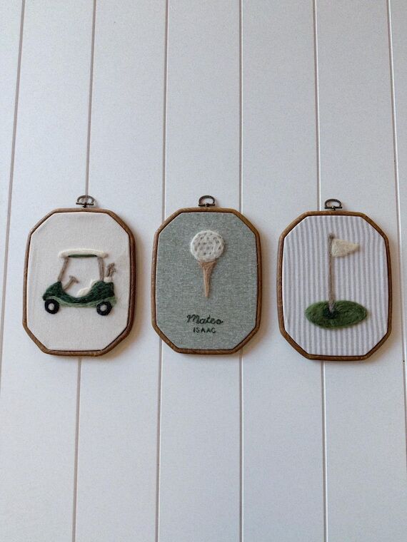 Golf Nursery Wall Art Set – Handmade Needle...