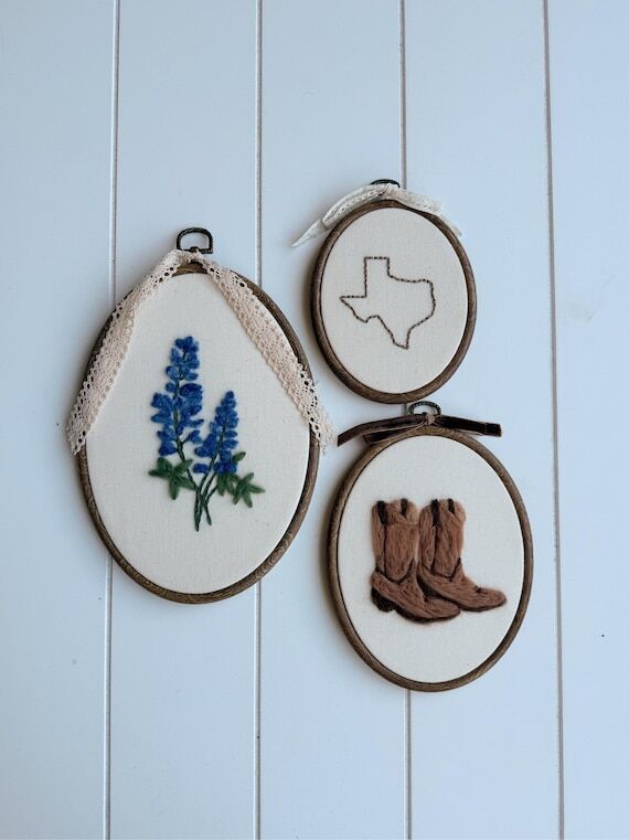 Texas Wall Art Set, Bluebonnet Decor, Cowboy ...
