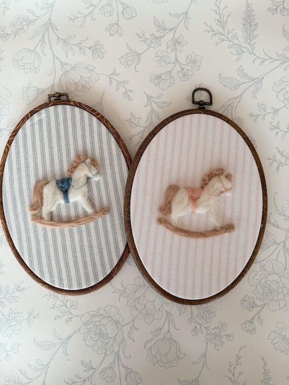 Personalized Rocking Horse Embroidery Hoop Se...