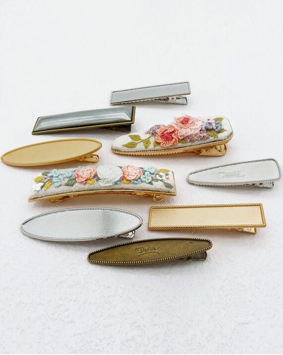 Metal Hair Clip Base with Cover for Hand Embr...
