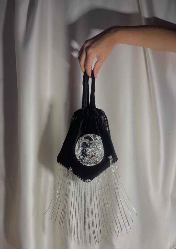 Handmade Embroidered Evening Clutch – Black...