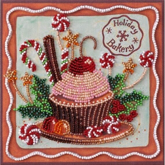 Bead embroidery kit on art canvas Holiday swe...