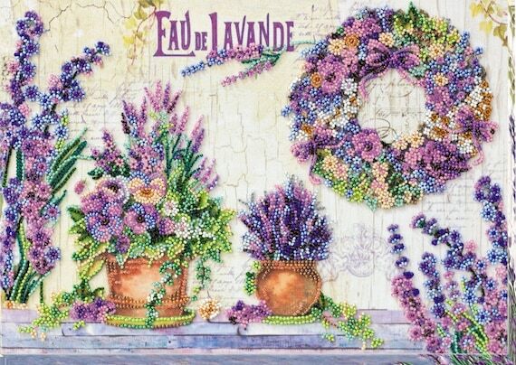 Bead embroidery kit on art canvas Lavender ch...