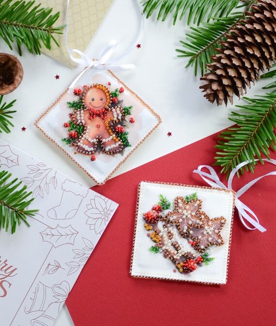 Bead embroidery kit on art canvas - Holiday b...