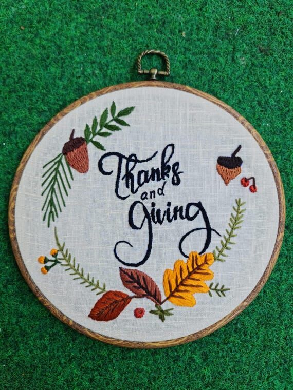 Hand Embroidery Hoop, Autumn Decoration,Thank...