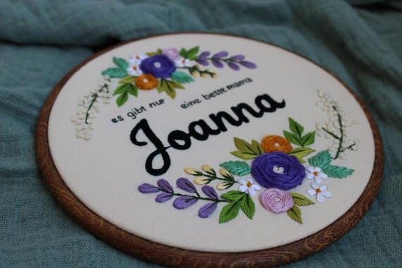 Personalized Floral Embroidery Hoop Art: Hand...
