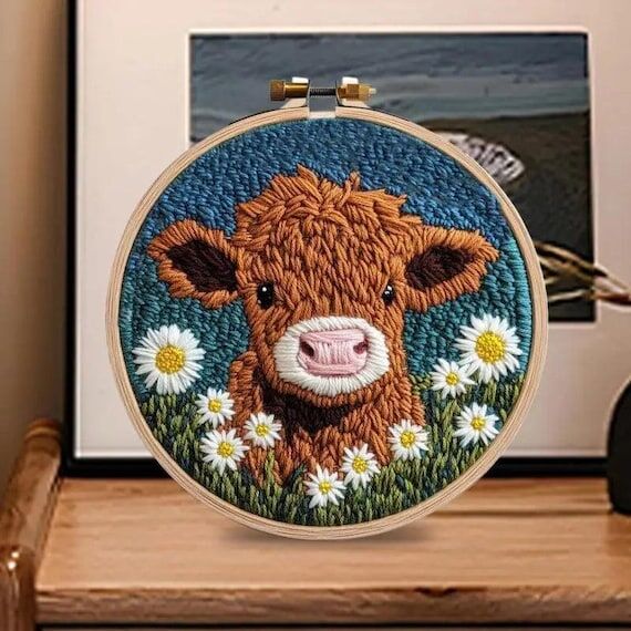 Cow Punch Needle Kit: Animal Embroidery Start...