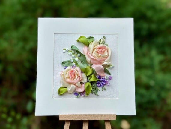 Handmade 3D Rose Greeting Card – Ribbon Emb...