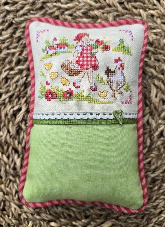 Miniature Decorative Pillow with cross stitch...