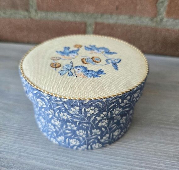 Round Cardboard Fabric Covered Box Decorated ...
