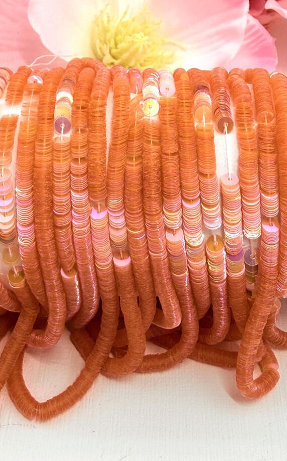 French Iridescent Light Orange Sequins # 3004...