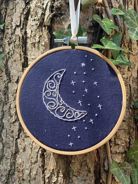 Handmade moon and stars embroidery...