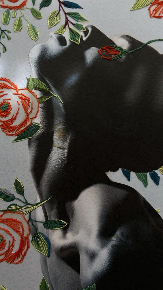 Blooming Silence – Hand Embroidery on Paper...