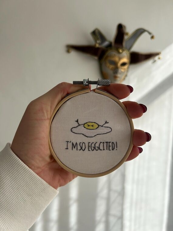 I am so excited | embroidery, sarcasm , handw...