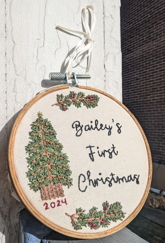 Custom Embroidered Baby's First Christmas Orn...