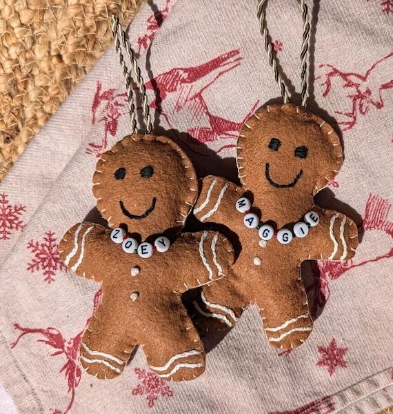 Personalized Felt Gingerbread Ornament, Handm...
