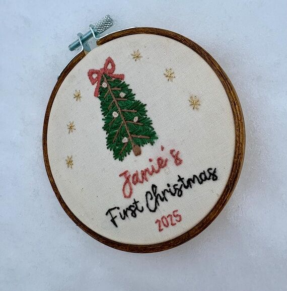 Custom Baby’s First Embroidered Ornament...