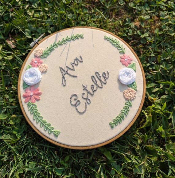 Hand Embroidered Name Hoop, Personalized Nurs...