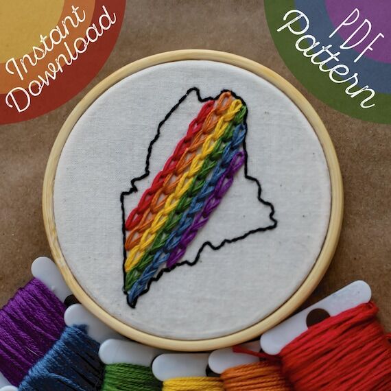 Maine Pride Embroidery Pattern: 3-inch LGBTQ+...