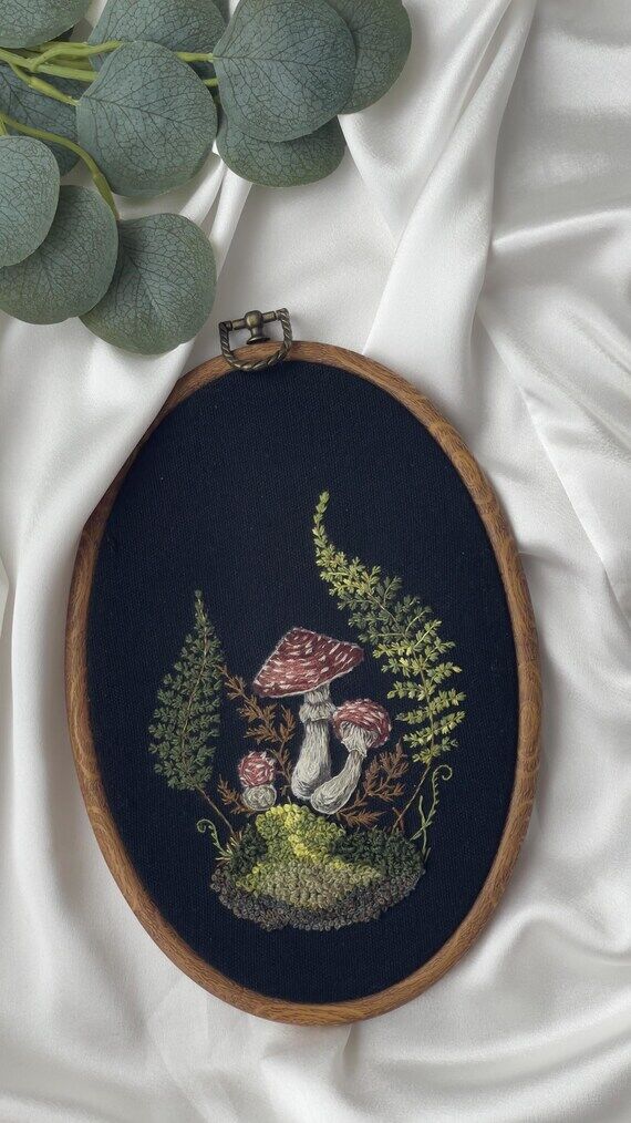 Mushroom Forest Embroidery – Hand Embroider...