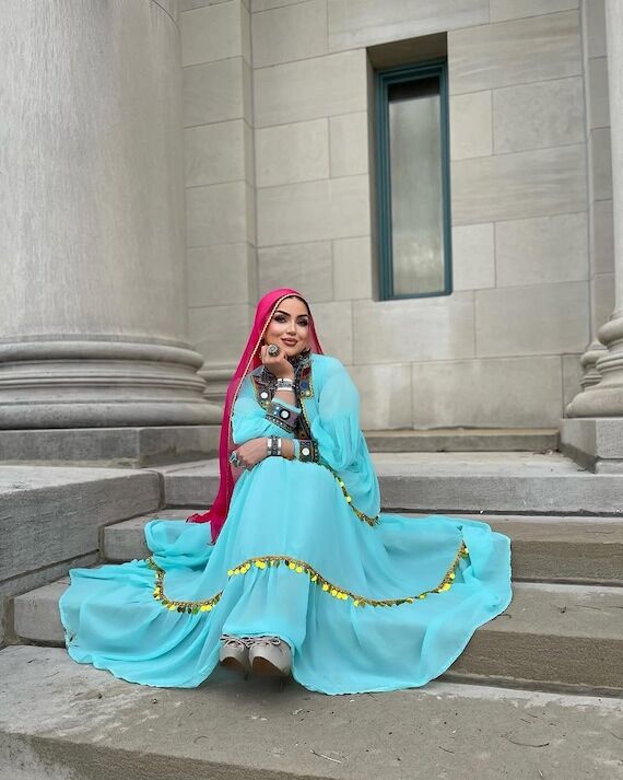 Handmade Afghan Dress with Traditional Cherma...