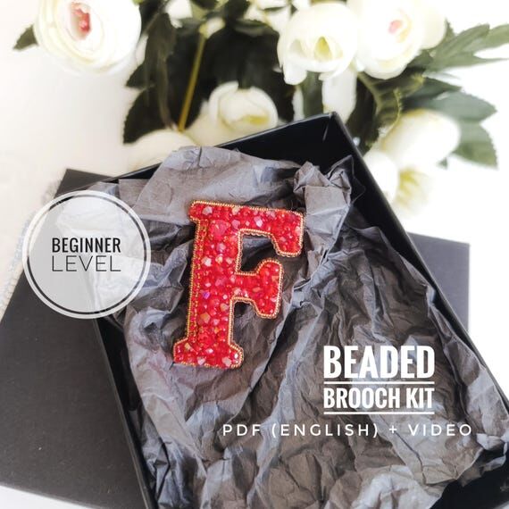 Letter F Brooch Beading Kit, Alphabet jewelry...
