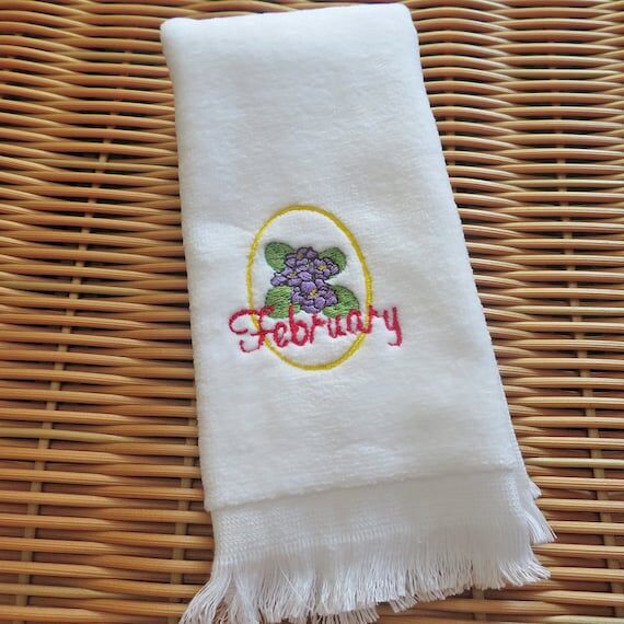 February Birthday Flower Machine Embroidered ...