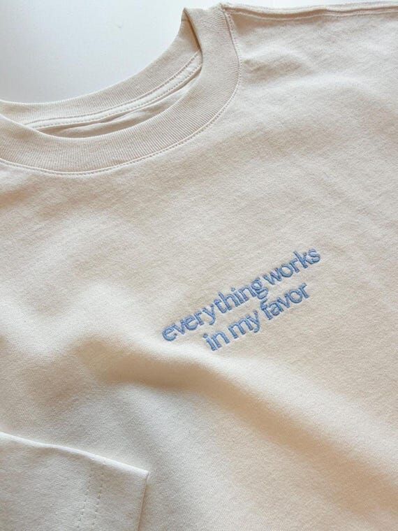 Custom Embroidered T-Shirt: Minimalist Text, ...