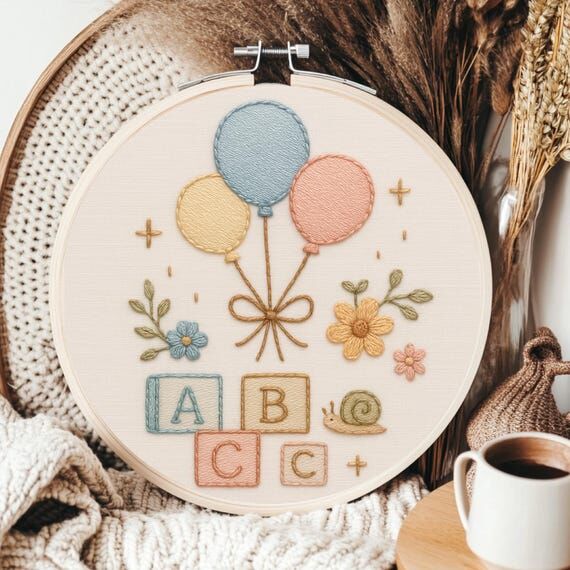 Baby Shower Hand Embroidery Pattern design: A...