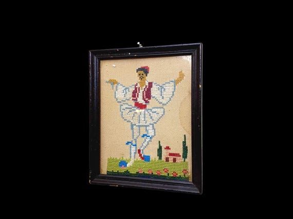 Vintage Greek Evzone Cross‑Stitch Wall Art ...