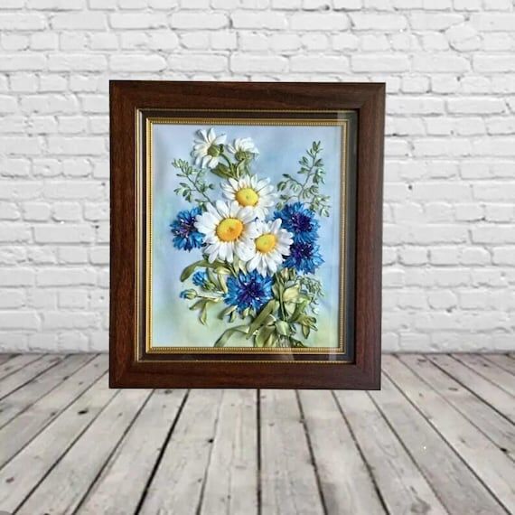 10.5*9.5 inch Framed Painting: Daisy & Corn...