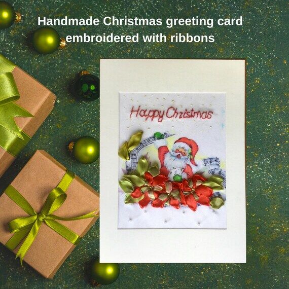 Handmade Embroidered Christmas Card / Winter ...