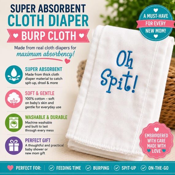 Cloth Diaper Burp Cloth – Super Absorbent B...